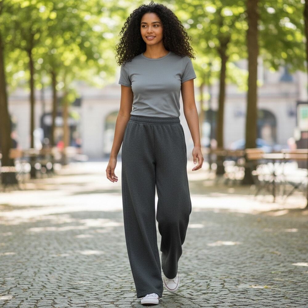 Cotton On Body Charcoal Gray Cozy Sweatpants XS Wide Straight Leg Athleisure